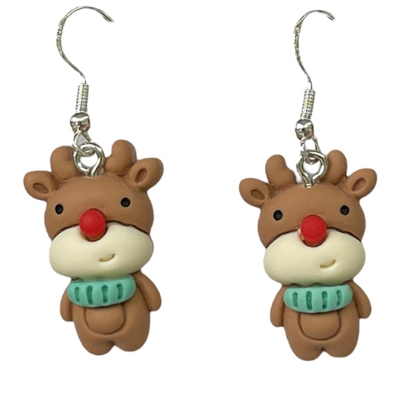 Handmade Reindeer Earrings - Sterling Silver .925 Hook NEW - Picture 1 of 1